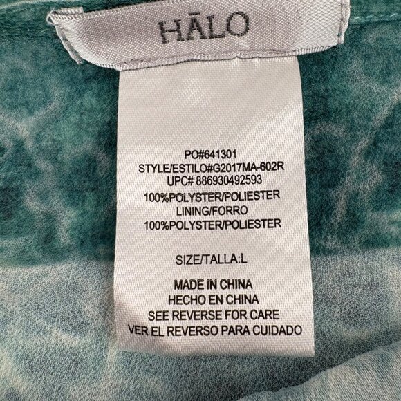 Halo Floral Print Women's Blouse Size Large Flowy Aqua Pink - Picture 2 of 6